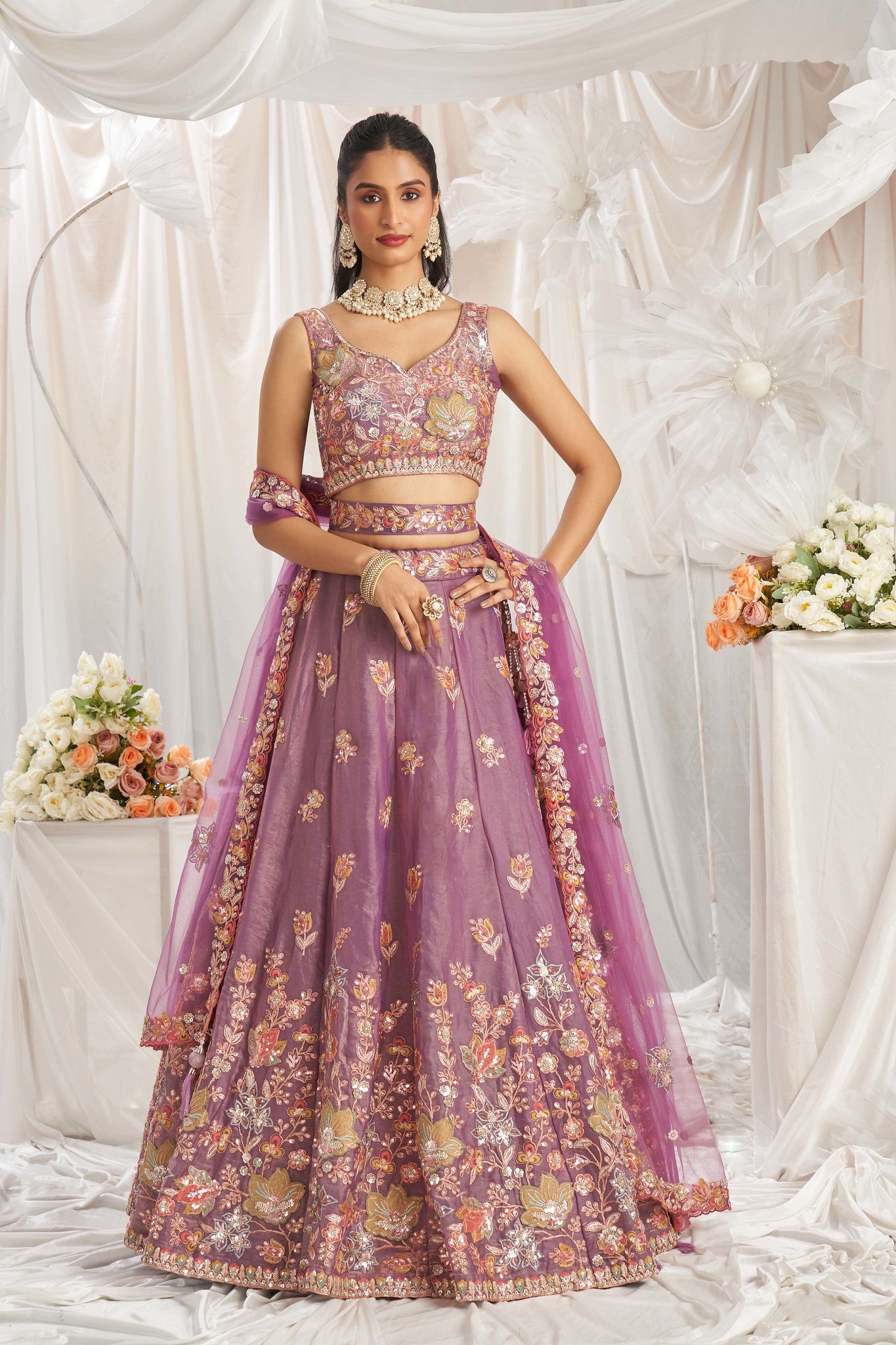 Traditional Wear Women's Heavy Lehenga Choli Collection Lavender StyleCaret Traditional Wear Women's Heavy Lehenga Choli Collection Lavender StyleCaret