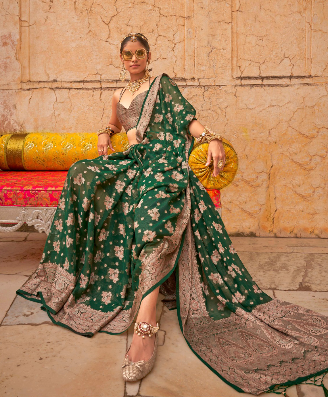 Traditional Functions Wear Saree Collection Green