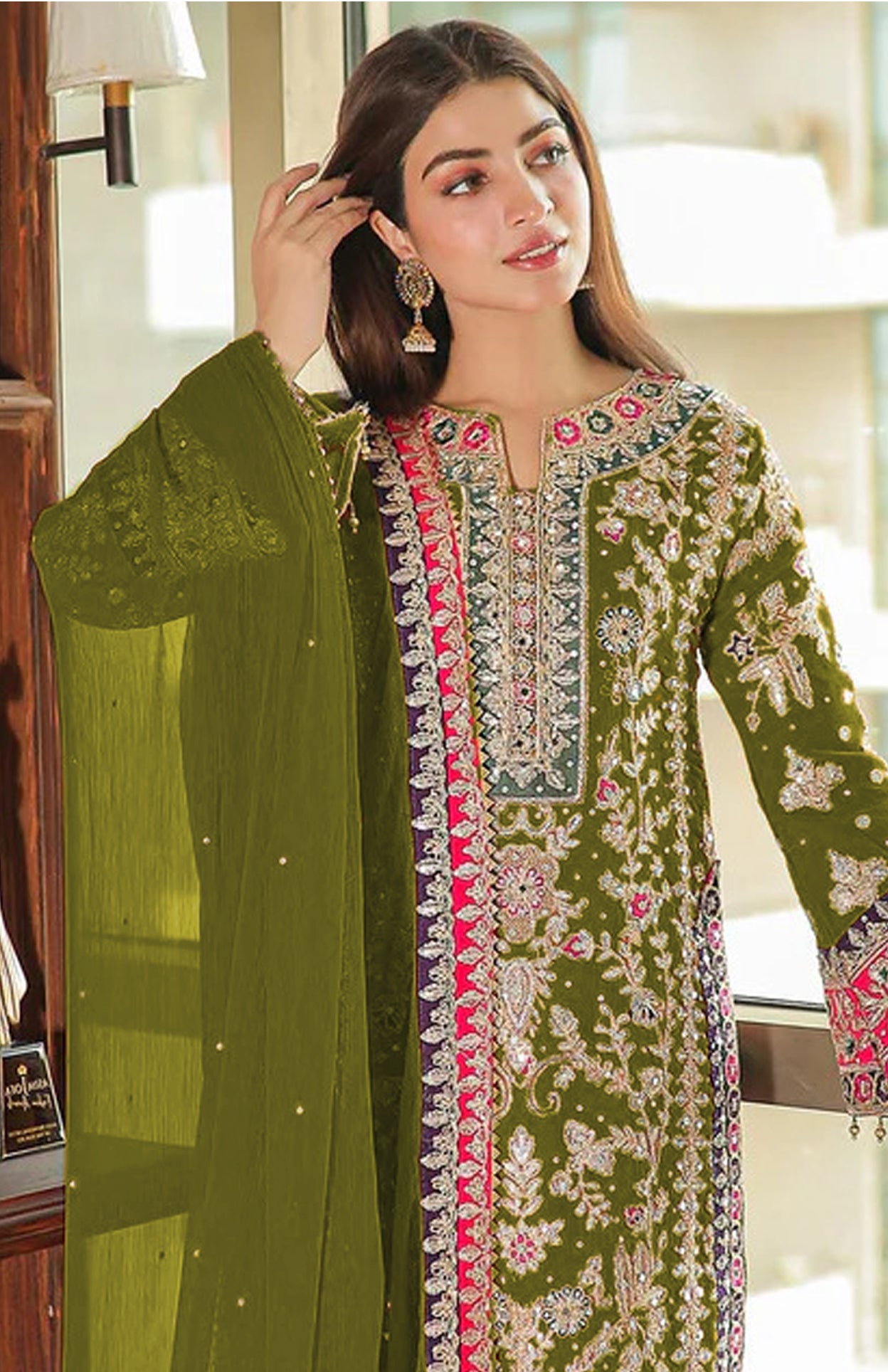 Traditional Designer Pakistani Salwar Suit Collection Mehendi