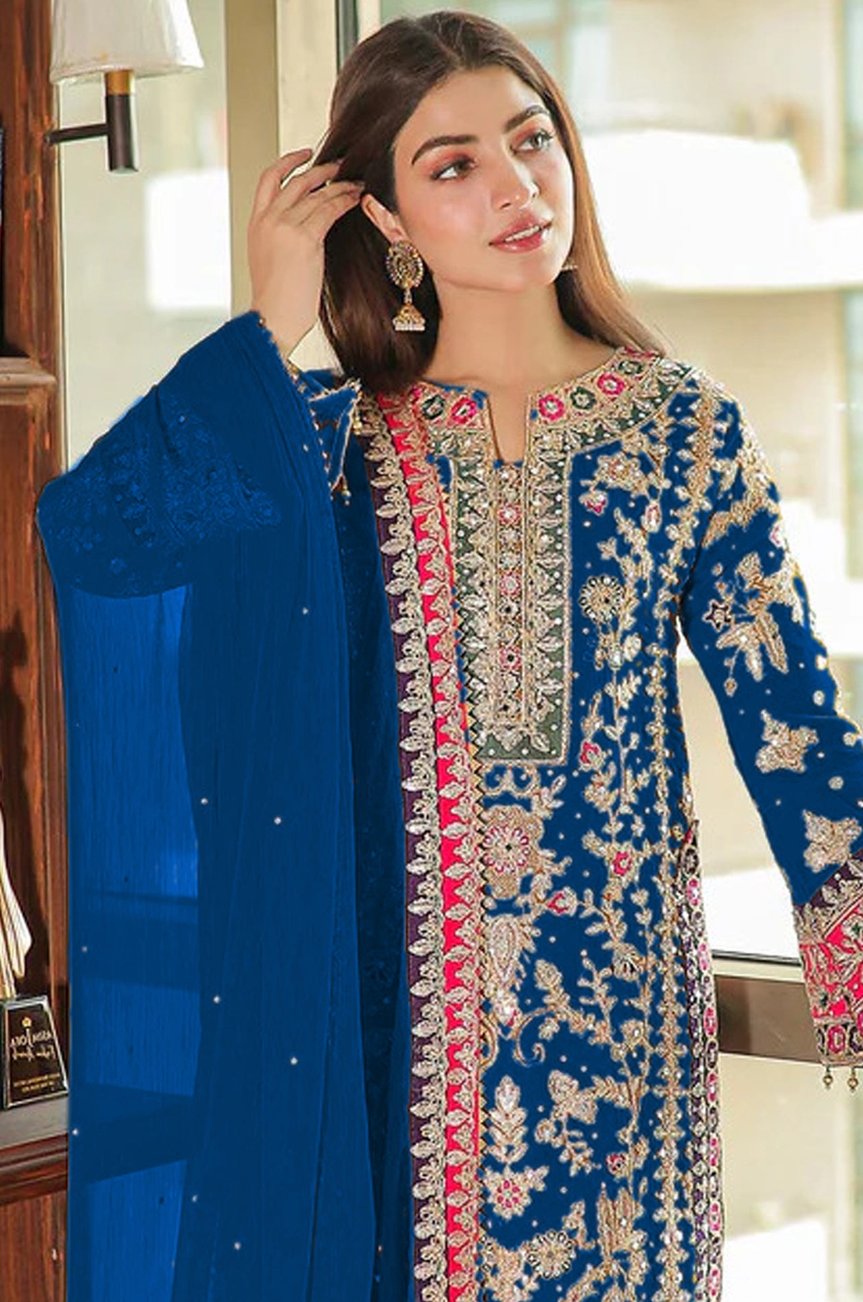 Traditional Designer Pakistani Salwar Suit Collection Navy Blue