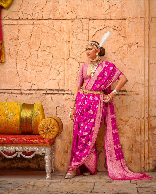 Traditional Functions Wear Saree Collection Rani Pink