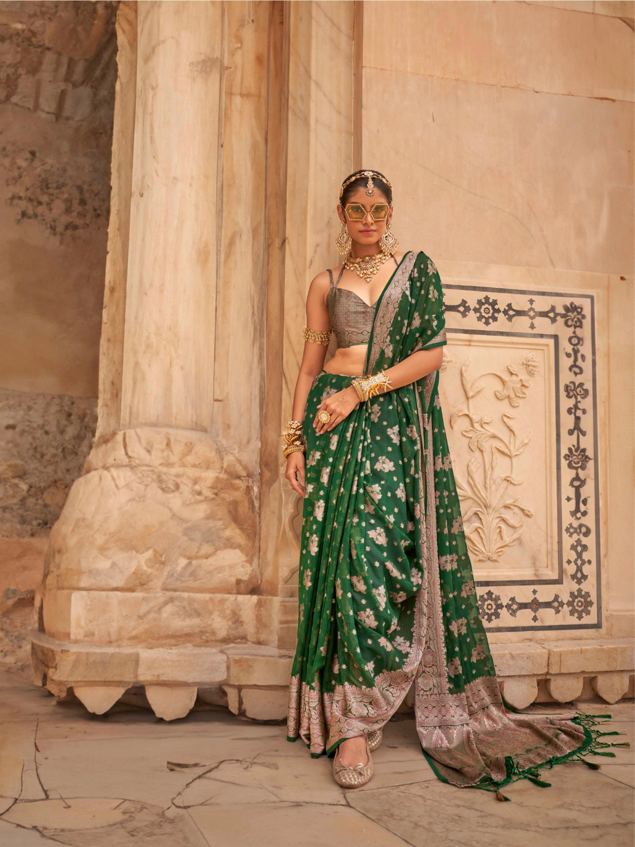Traditional Functions Wear Saree Collection Green