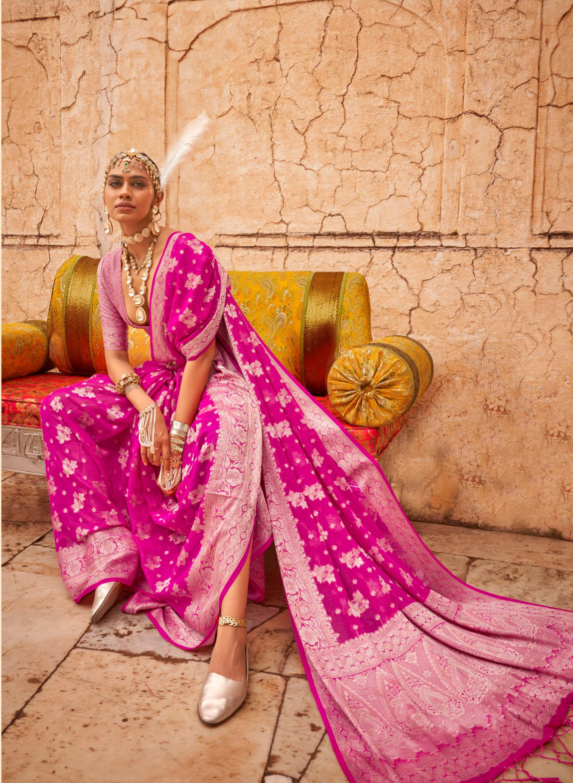 Traditional Functions Wear Saree Collection Rani Pink