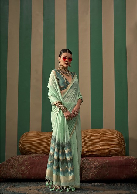 Royal Handloom Weave Silk Saree Mint Green