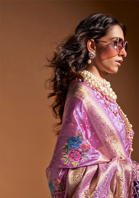 Ethereal Satin Saree Lavender