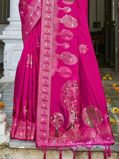 Silken Elegance Art Silk Saree Rani Pink