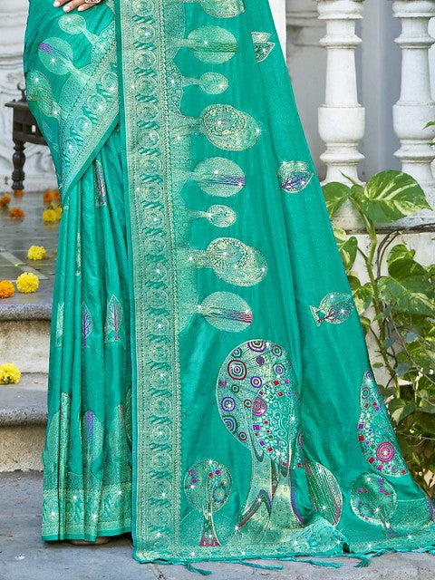 Silken Elegance Art Silk Saree Sea Green