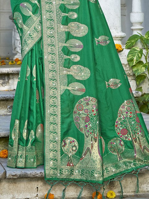 Silken Elegance Art Silk Saree Green
