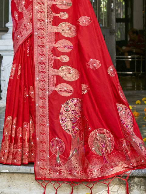 Silken Elegance Art Silk Saree Red