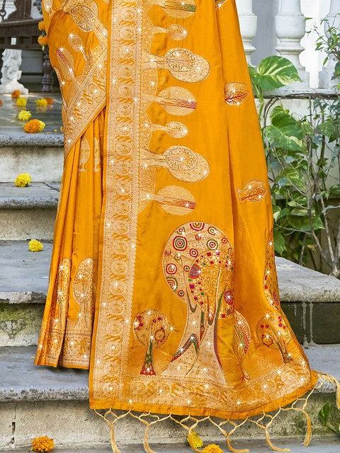 Silken Elegance Art Silk Saree Mustard