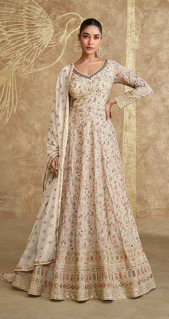 Georgette Royale Anarkali Suit Dark Purple