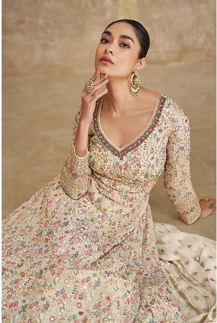Georgette Royale Anarkali Suit Dark Purple