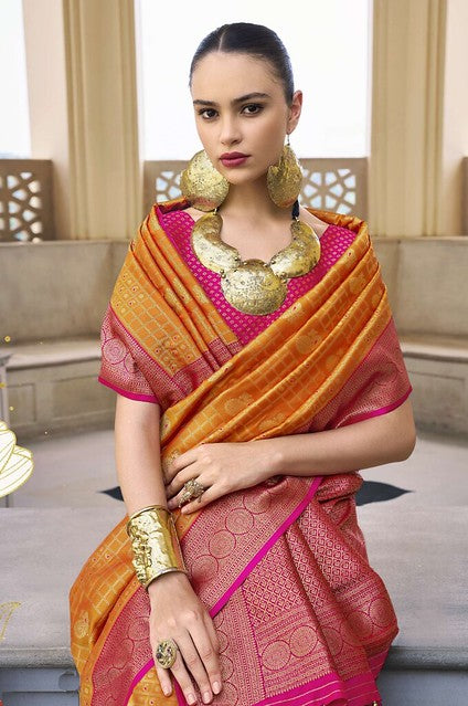 Ruhani Banarasi Silk Saree Orange