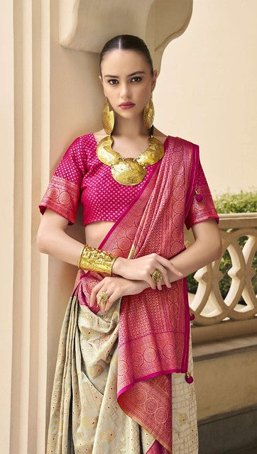 Ruhani Banarasi Silk Saree Beige