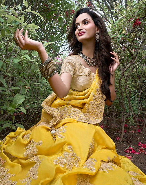 Golden Aura Silk Saree Yellow