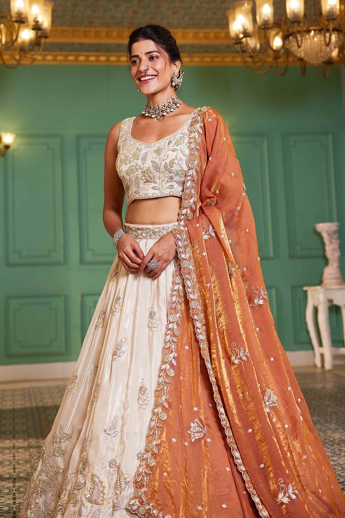 Mahal Rang Lehenga Choli Off White