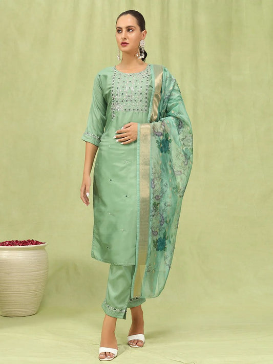Royal Hues Silk Blend Suits Pista