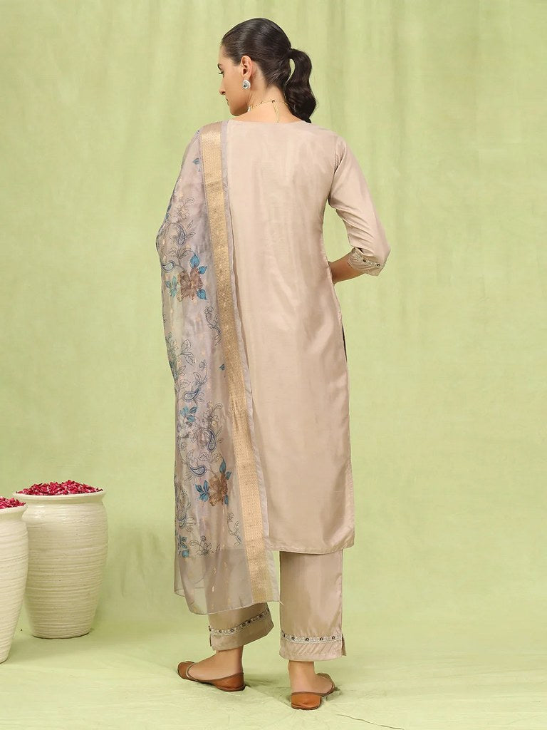 Royal Hues Silk Blend Suits Biege