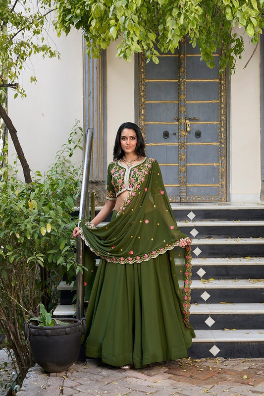 Satrangi Rivaaz Lehenga Choli Collection Mehandi Green