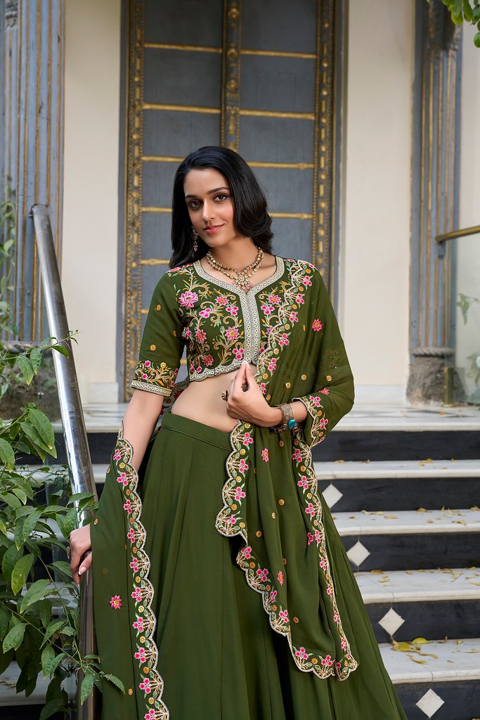 Satrangi Rivaaz Lehenga Choli Collection Mehandi Green
