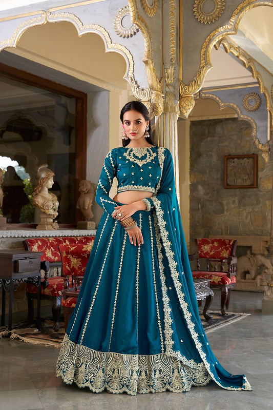 Satrangi Rivaaz Lehenga Choli Collection Teal