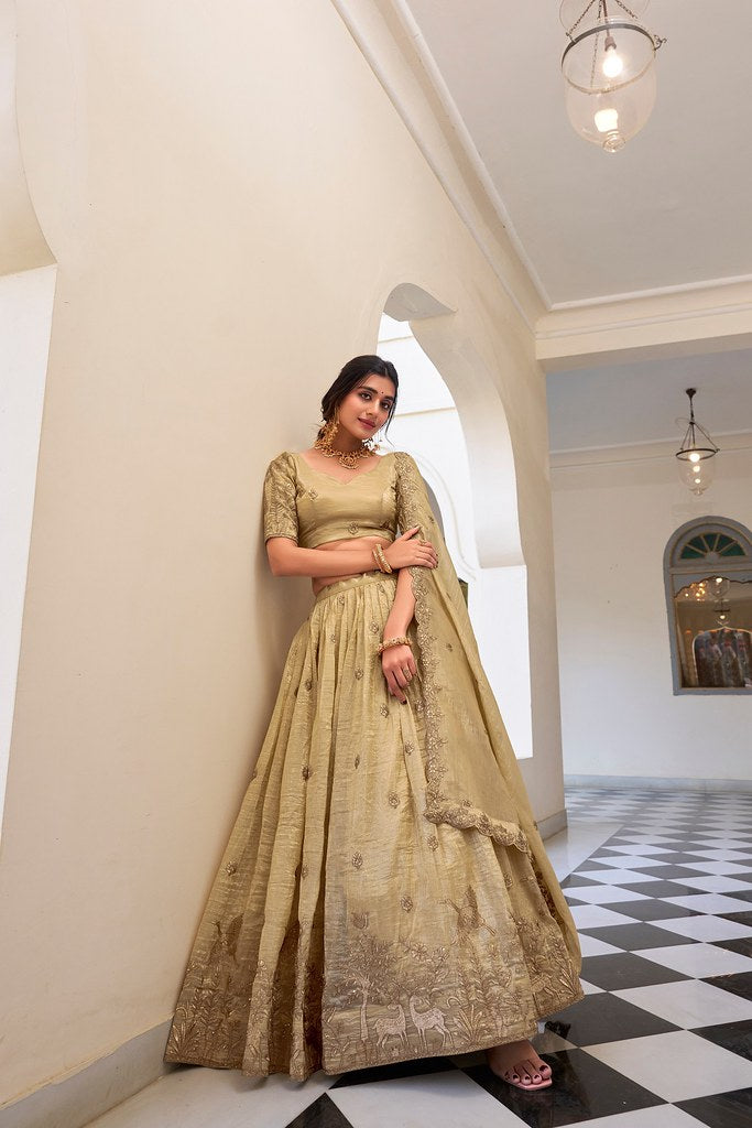 Gold Crush Lehenga Choli Collection Biege