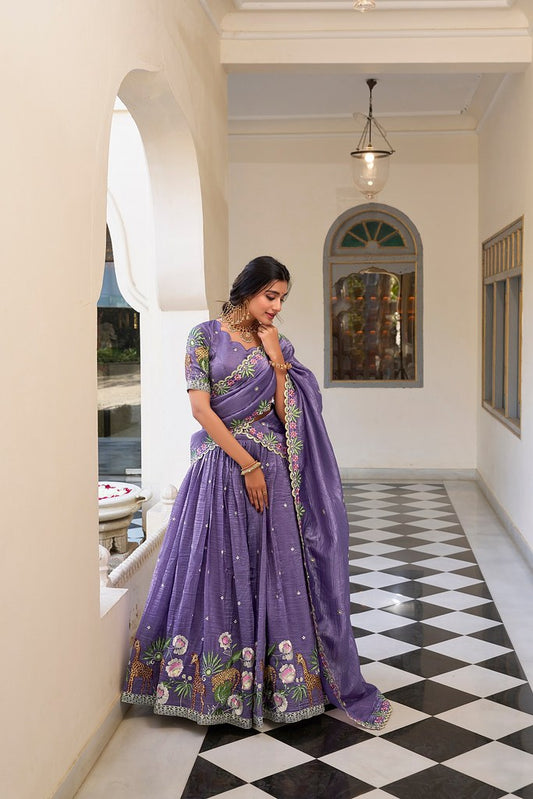 Gold Crush Lehenga Choli Collection Lavender