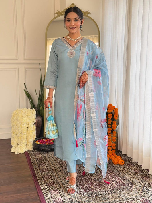Serene Shades Designer Suits Sky Blue