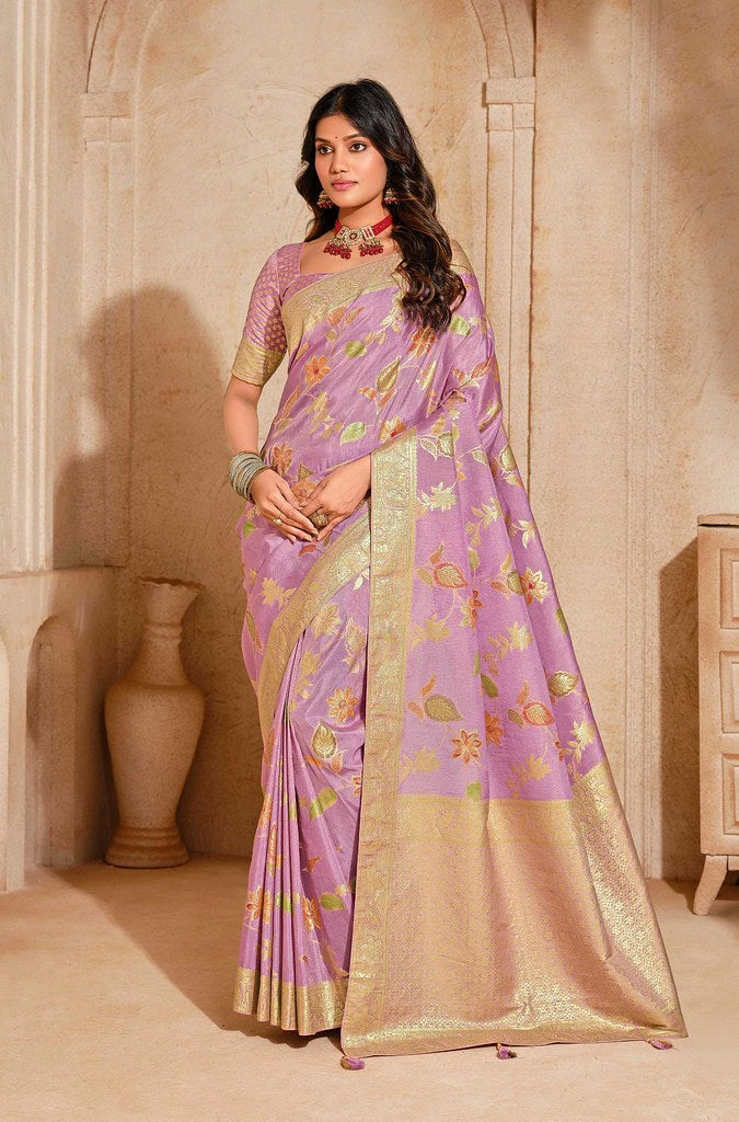 Luxe Pure Silk Saree Lavender