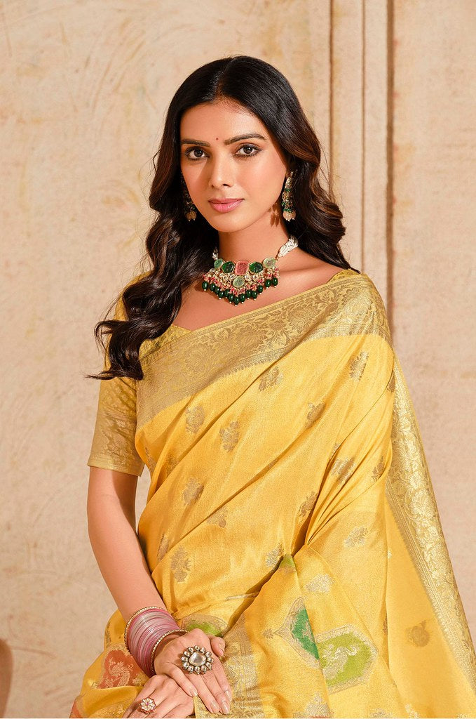 Luxe Pure Silk Saree Light Yellow