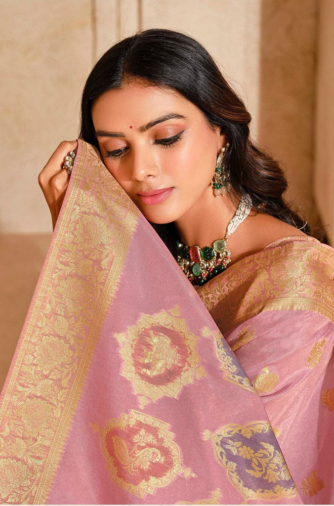 Luxe Pure Silk Saree Pink