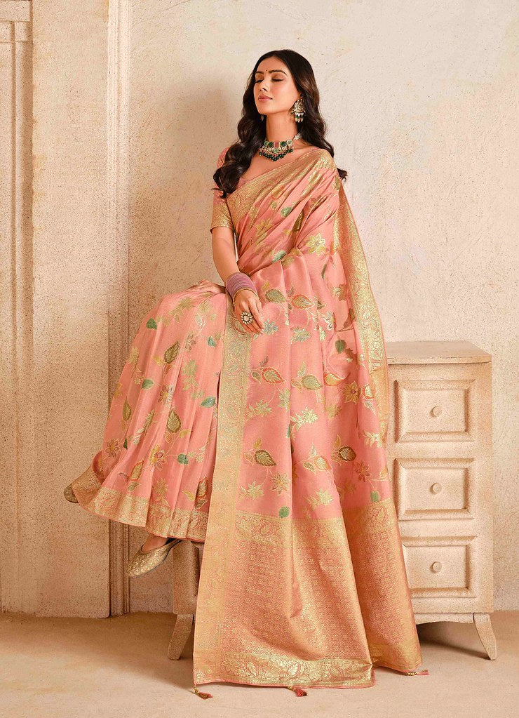 Luxe Pure Silk Saree Peach