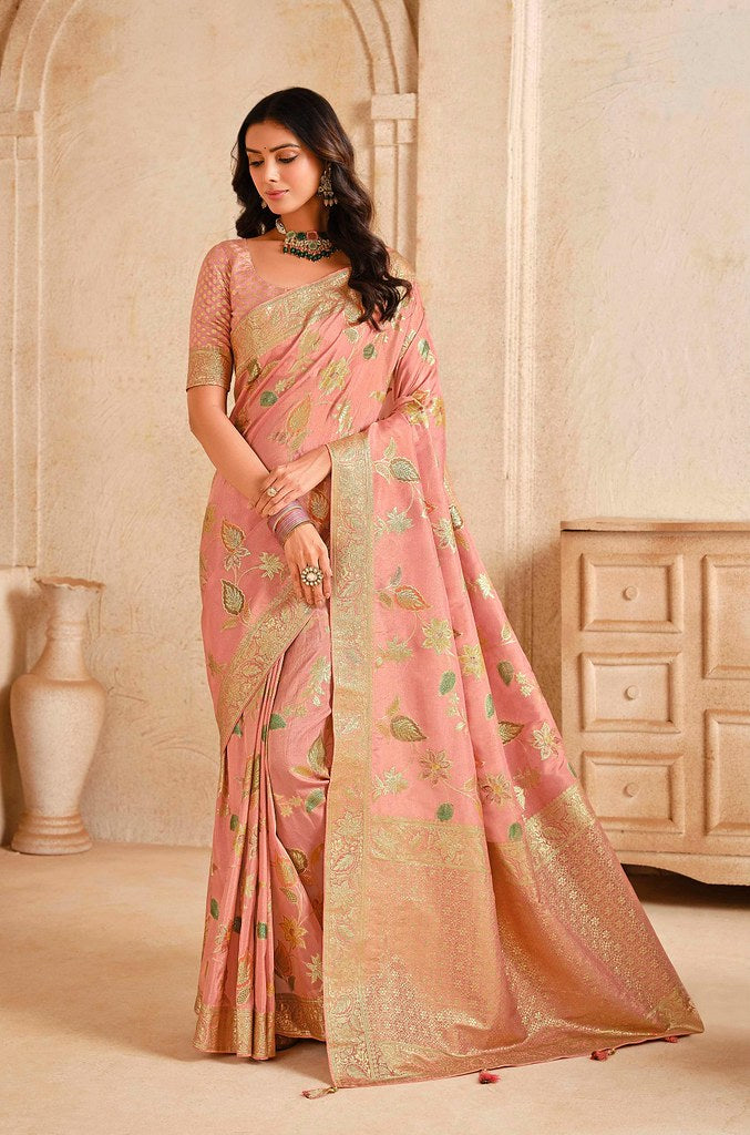 Luxe Pure Silk Saree Peach