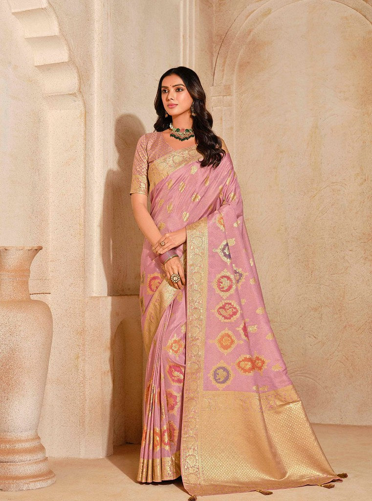 Luxe Pure Silk Saree Pink