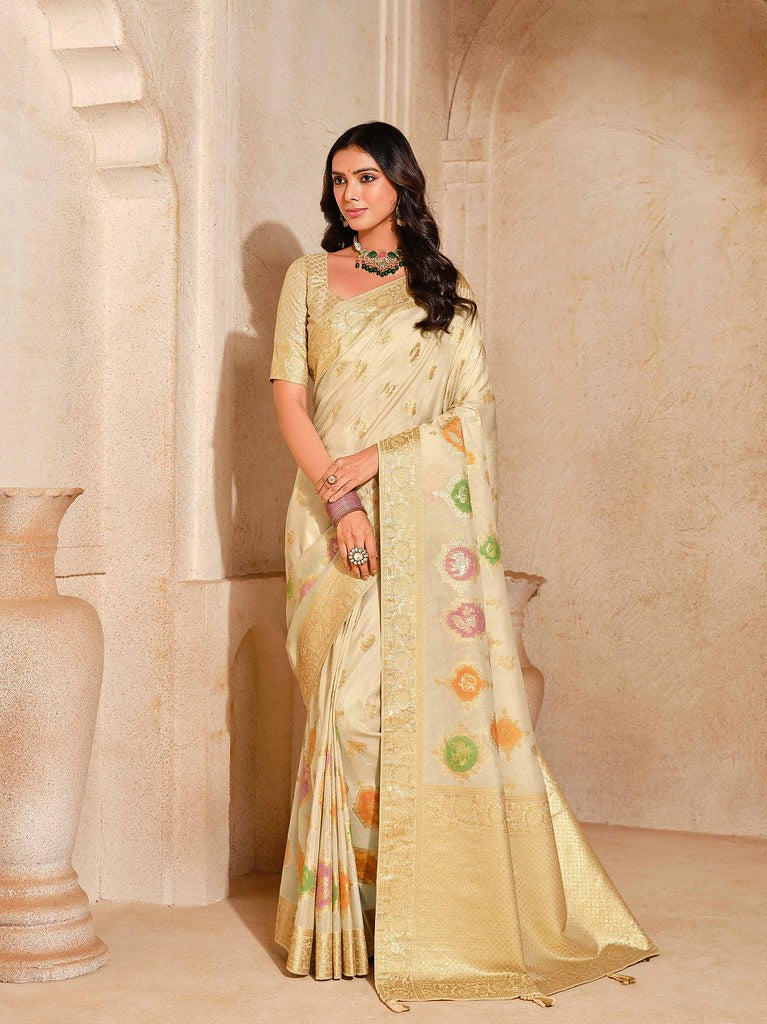 Luxe Pure Silk Saree Cream