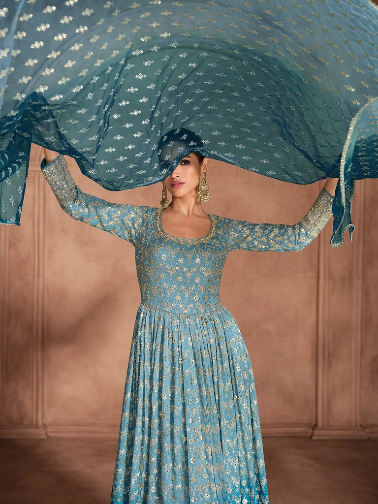 Georgette Designer Readymade Gown Multi