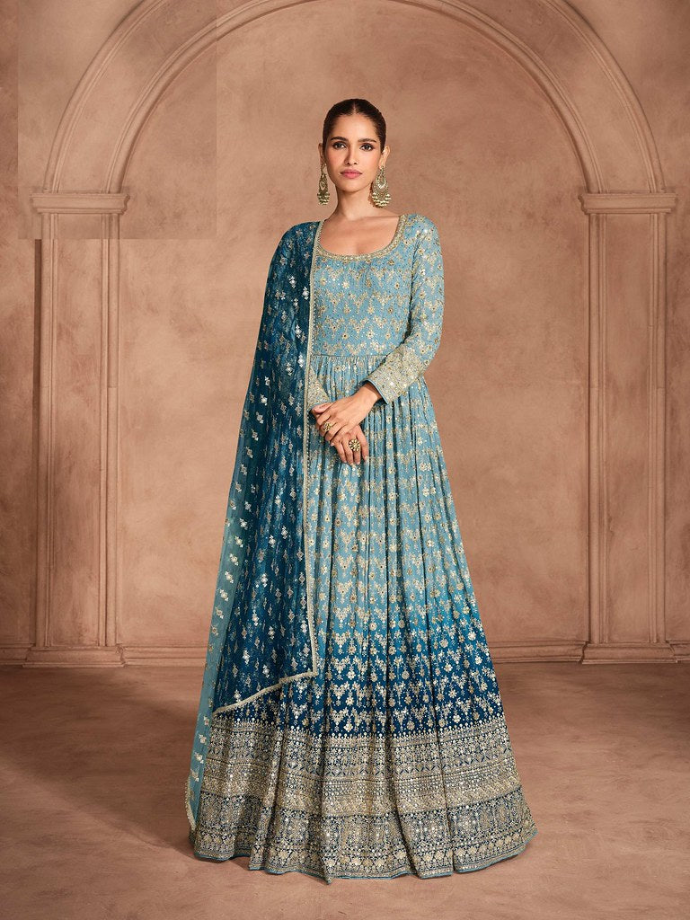 Georgette Designer Readymade Gown Multi