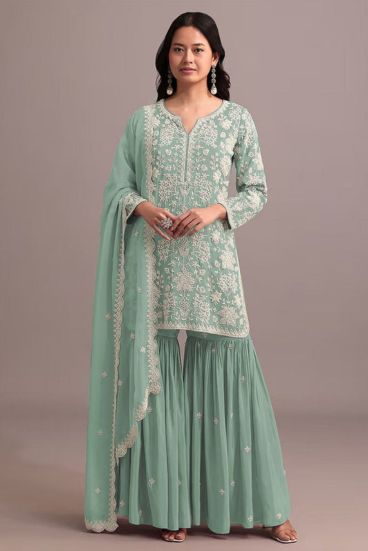 Enchanted Luxe Sharara Suits Collection Mint Green