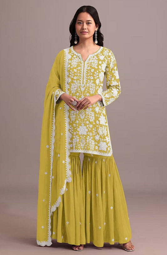 Enchanted Luxe Sharara Suits Collection Lemon Yellow