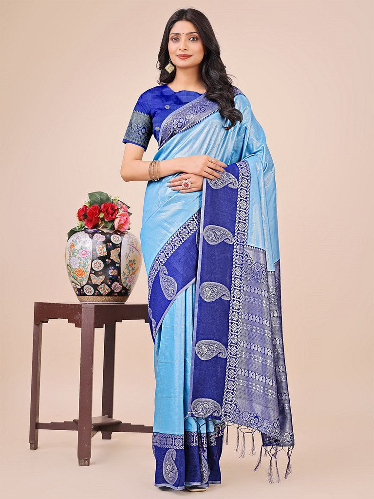 Silken Blush Saree Collection Sky Blue