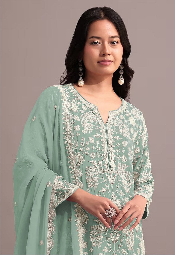 Enchanted Luxe Sharara Suits Collection Mint Green