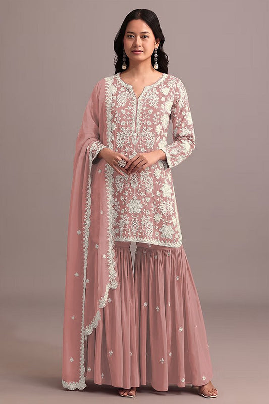 Enchanted Luxe Sharara Suits Collection Peach