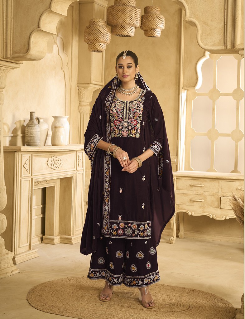 Velvet Viraasat Suits Collection Brown