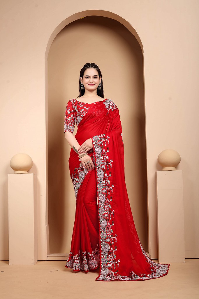 Zarreen Zari Saree Collection Red