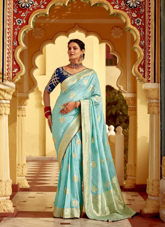 Silken Saaj Saree Collection Sky Blue
