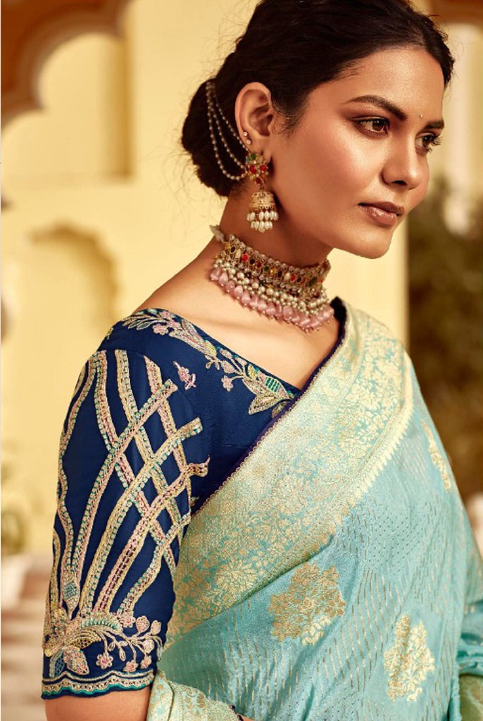 Silken Saaj Saree Collection Sky Blue