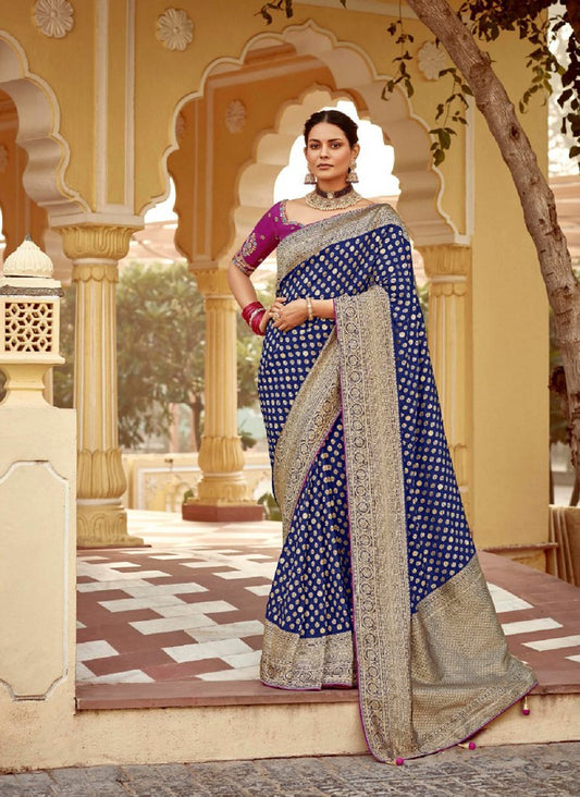Silken Saaj Saree Collection Royal Blue