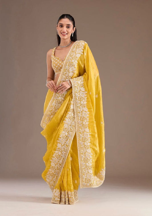 Saanjh Saree Collection Yellow