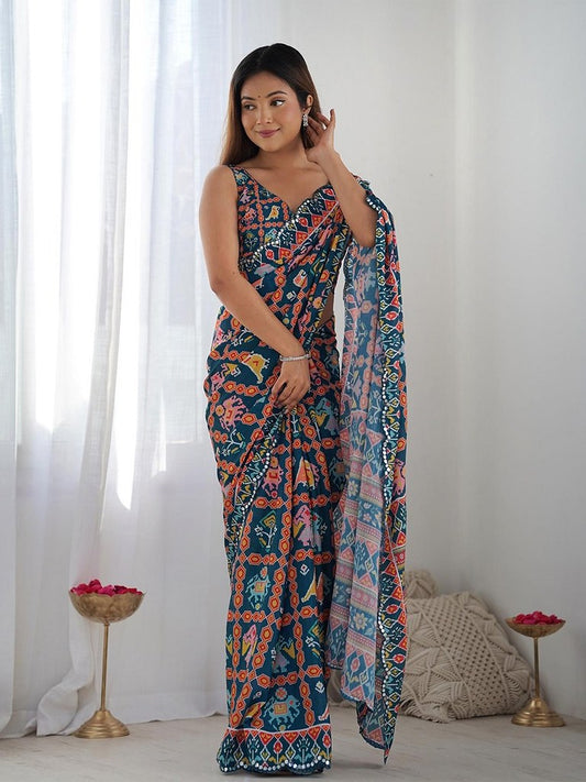 Aangan Prints Saree Collection Blue