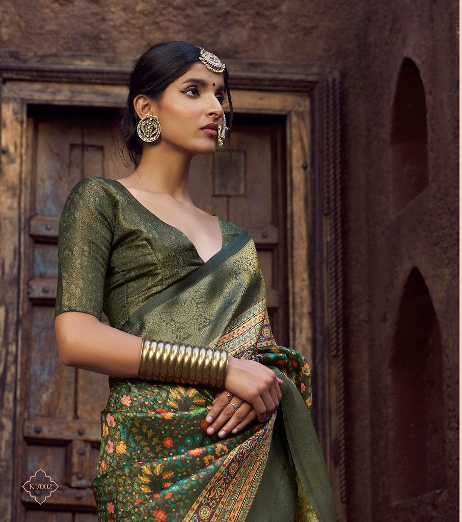 Velour Saree Collection Dark Green